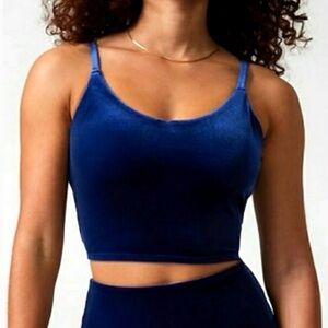 Athleta Elation Royal Blue Velvet Tank Top Velvet Crop Bra